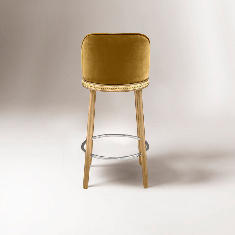 Tabouret de bar et de comptoir Alma, Dijon, Nickel poli, Tabouret de comptoir (siège d'une hauteur de 27 p