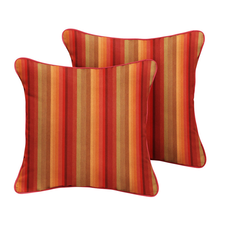 Adel Sunbrella Outdoor Throw Pillow, 16" W x 16" D, Stripped Orange