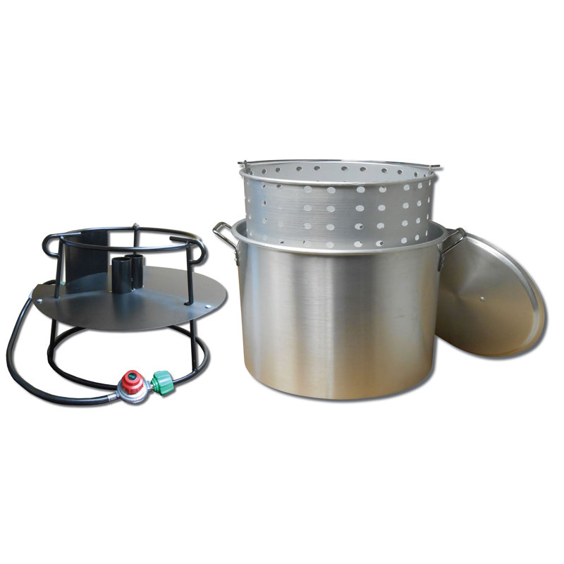 Ensemble de cuisinière pour l'extérieur au propane à 1 brûleur King Kooker avec pot en aluminium de 90 pintes, panier perforé et couvercle