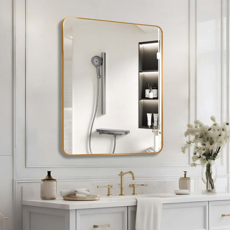 Miroir mural de salle de bain 30 "x 36", Doré