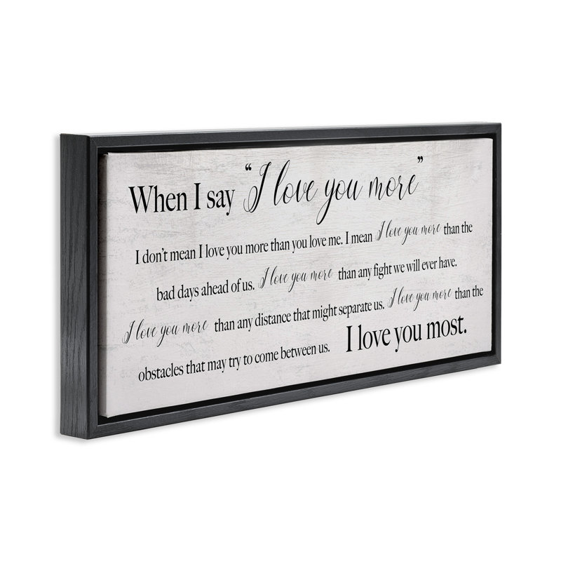 «Love You Most Sentiments» par Daphne Polselli, Cadre flottant noir de jais, H 11 po x l 25 po