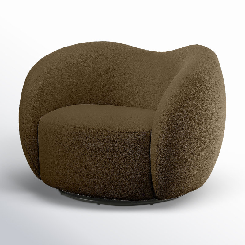 Upholstered Barrel Chair, Green Wool