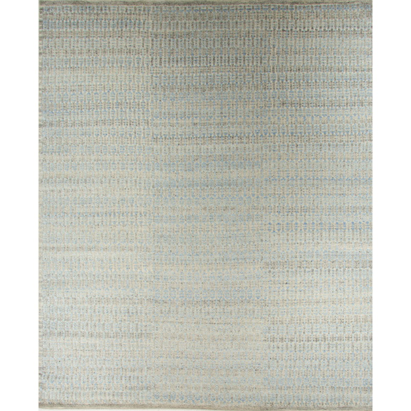 Wool Light Blue/Gray Area Rug, Rectangle 12' x 15'