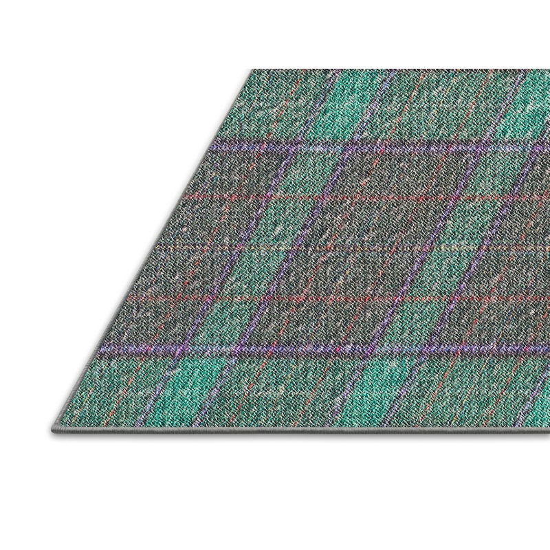 Tapis vert à carreaux Rayshawn, Rectangle 5 pi x 7 pi