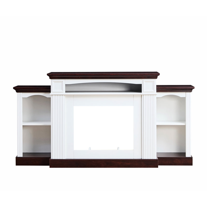 Meuble télé 70 po avec foyer, grand espace de rangement, salon / chambre à coucher, foyer électrique cerise / blanc de 70 po, options polyvalentes, salon / chambre à coucher,