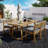 63” Acacia Wood Outdoor Dining Set For 4 With Cushioned Chairs, Modern Patio Table And Rattan Back Seating-248390021