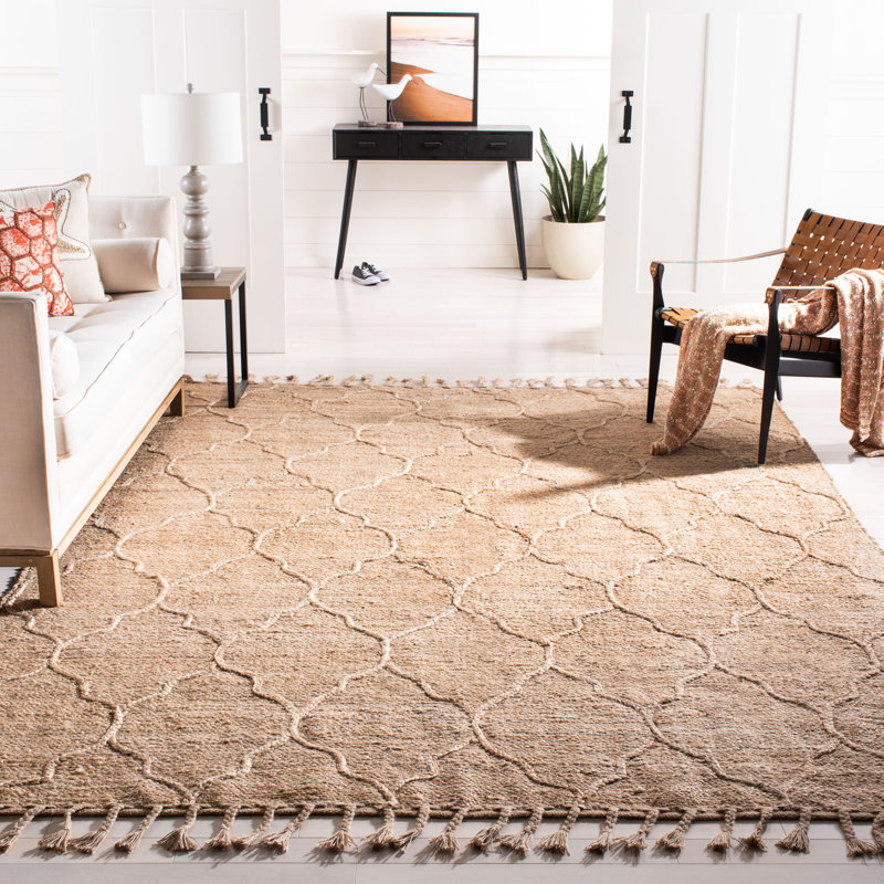 Digirolamo Natural Fiber Hand Woven Jute Solid Color Rug, Rectangle 6' x 9'