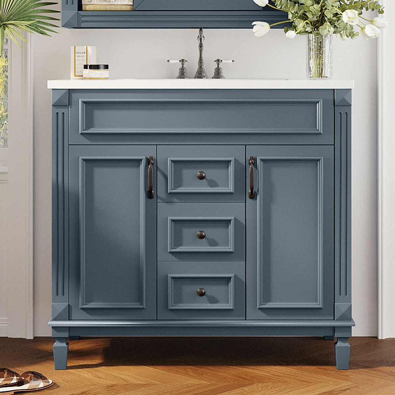 Ensemble de meuble-lavabo simple 36 po Darthula, Bleu