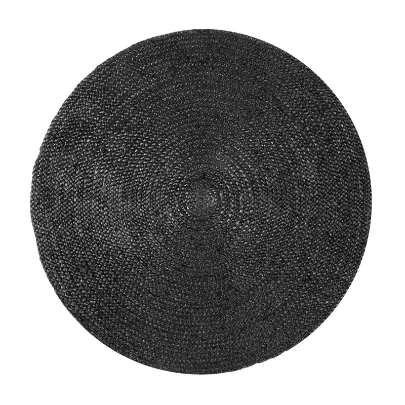 Bernyce Handmade Tufted Farmhouse Jute Black Rug, Round 8'