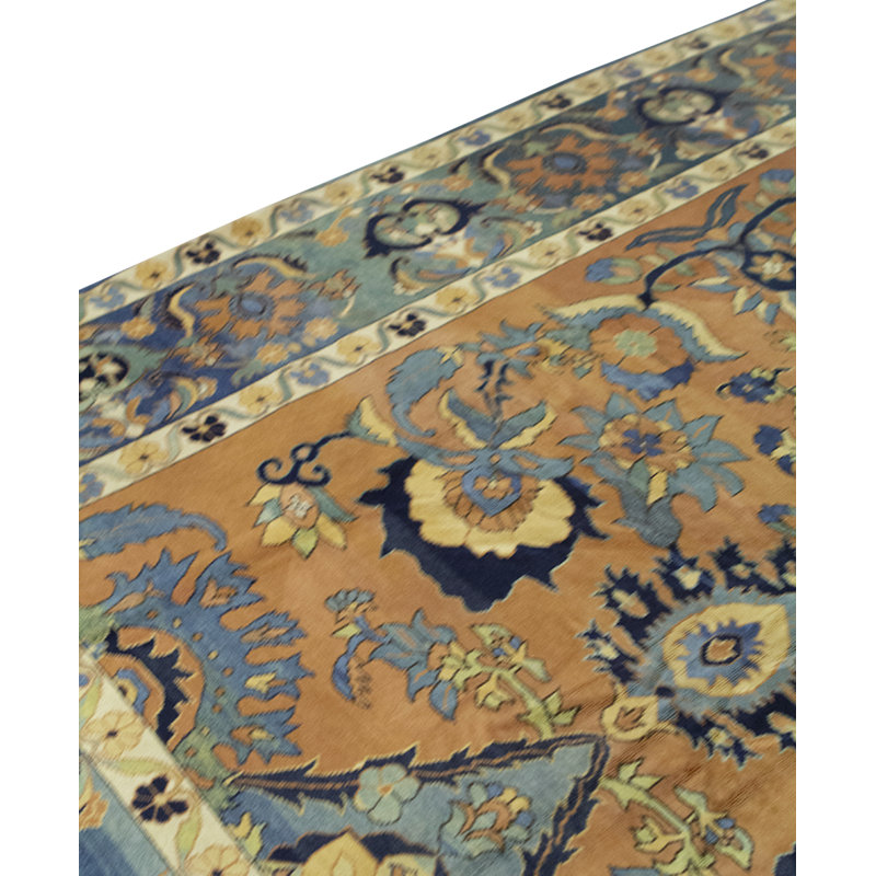 Tapis bleu et beige de haute qualité noué à la main Zarbof