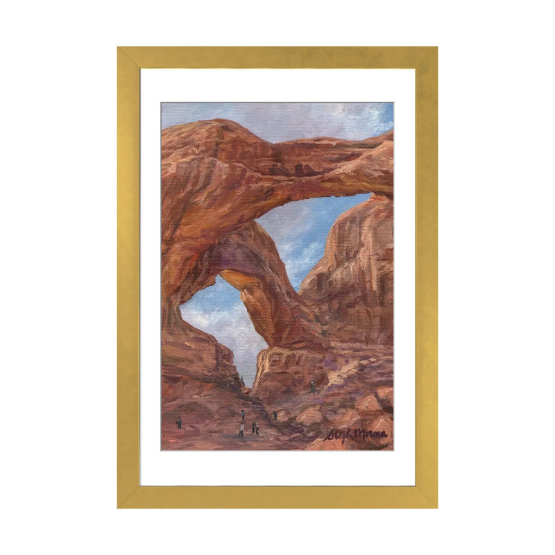 Double Arch at Arches National Park, reproduction d'art sur papier encadré, 32 po x 24 po, Papier encadré, Doré
