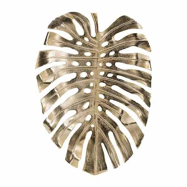 Décoration murale feuille d'or 24,8 x 17,3 x 2 po Monstera