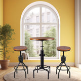Rollison 2 - Person Pine Solid Wood Top Pedestal Dining Set