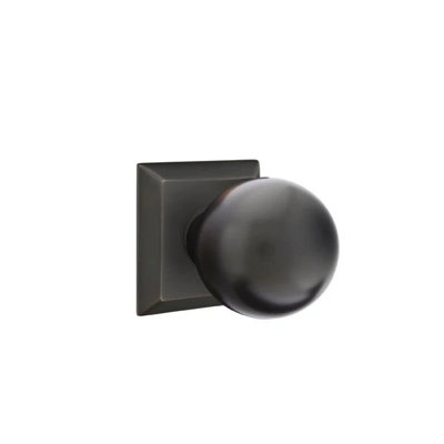 Ensemble de mortaise intérieure Emtek avec rosette Quincy et bouton Orb (LH)