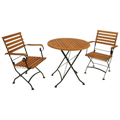 Russett 2 - Person Round Solid Wood Patio Dining Set