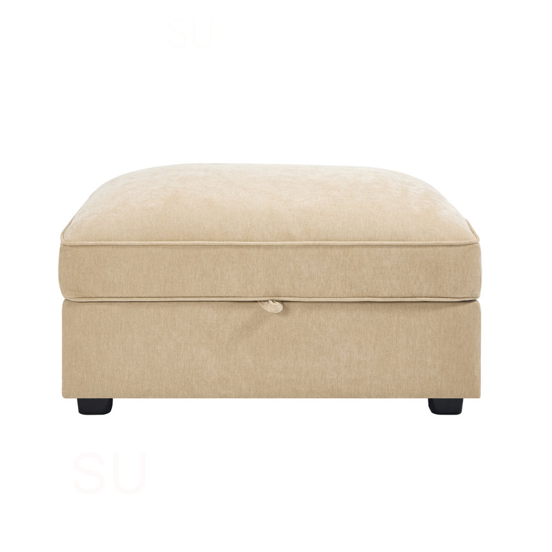 Ottoman - Chenille For Bedroom ,Living Room, Wheat