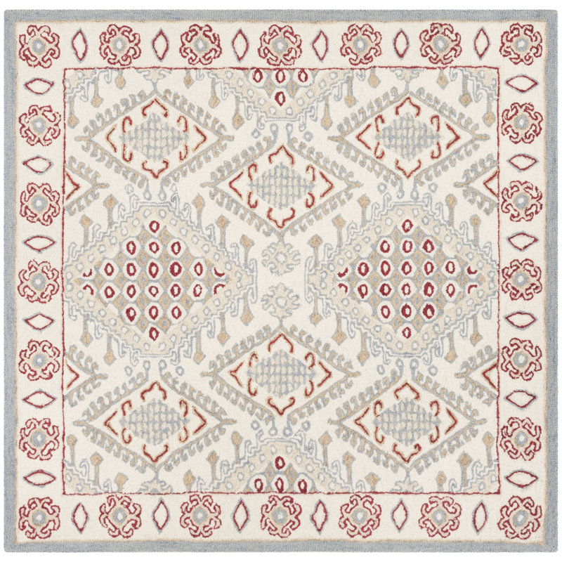 Sebrite Hand Tufted Wool Southwestern Rug, Square 5'