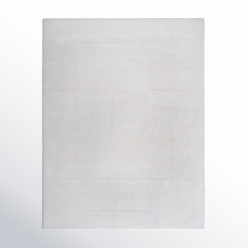 Kyrie Solid Color Hand Loomed Wool/Cotton Area Rug in Ivory, Rectangle 8' x 10'