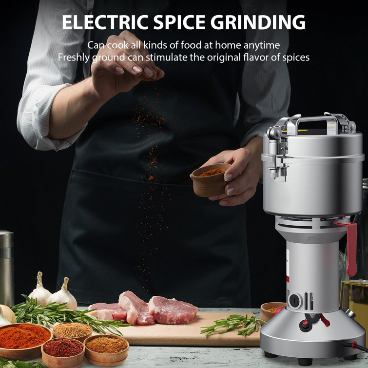 Moongiantgo Grain Mill Grinder Electric 500g Commercial Spice Grinder 2500W  Stainless Steel Pulverizer Dry Grinder Grinding Machine (500g Upright