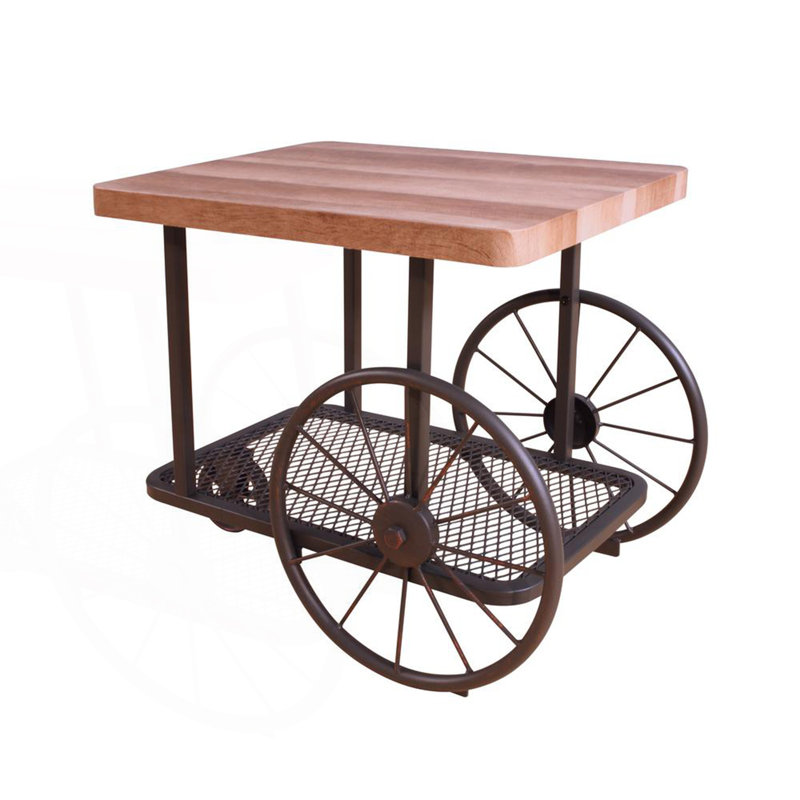 Table de bout moderne avec roue industrielle, table d'appoint