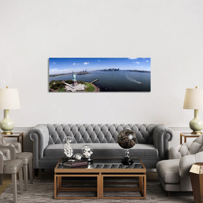 Aerial View Of A Statue, Statue Of Liberty, New York City, New York State, USA by Panoramic Images - Panoramic Gallery-Wrapped Canvas Giclée on Canvas