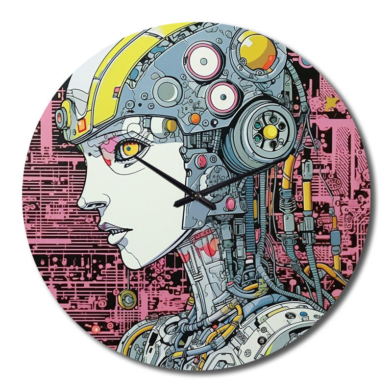 Charmant robot amoureux rétro Illustration I - Robot horloge murale, Grand