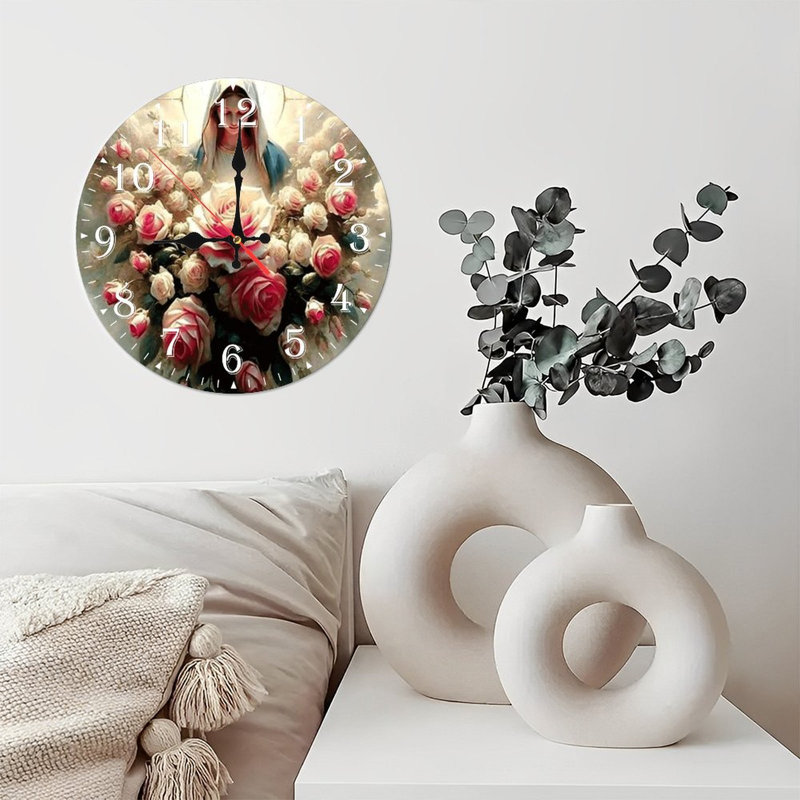 Horloge murale en bois 10 po, mouvement silencieux, à piles (piles AA non incluses), décor artistique, parfait pour les décorations