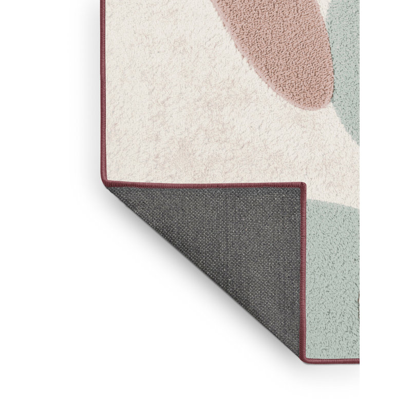 Soft Plush Fedele Easter Modern & Contemporary Abstract Area Rug in Beige – Rose Binding, 5x8