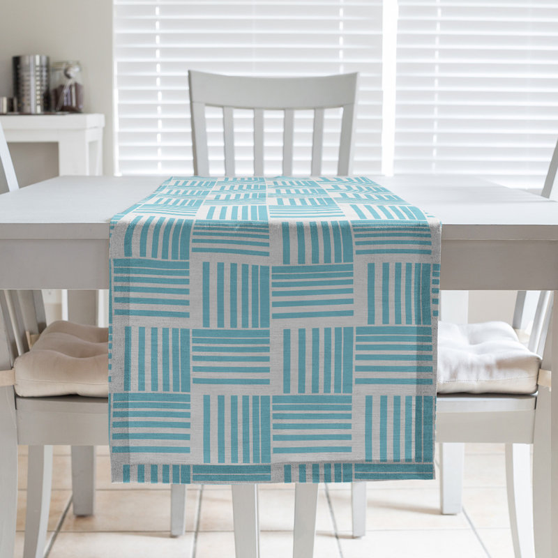 Fractured Stripes Table Runner, 16" x 72", Dark Teal
