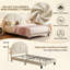 Kids Velvet Bed, Scalloped Shell Upholstery Headboard With Adjustable Height, European Single (90 X 200 cm) -1973792921