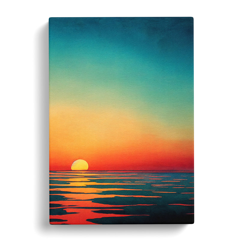 Watercolour Ocean Sunset No.7 - Wrapped Canvas, 50cm H x 35cm W x 3cm D