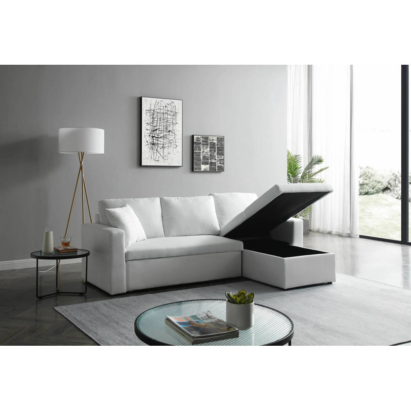Canapé-lit et chaise longue réversible de 82 po Bevill, Blanc