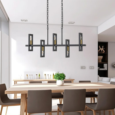 Luminaire suspendu linéaire à 5 lumières pour îlot de cuisine Paier
