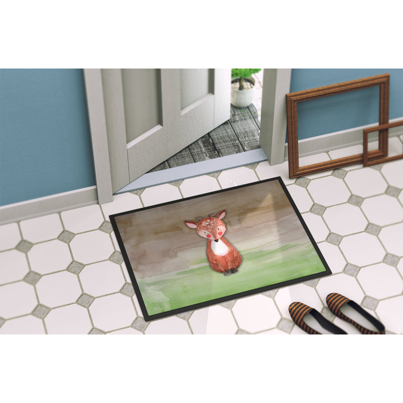 Tapis de porte d’extérieur anti-dérapant pour enfant de cerf, Rectangle 24 po x 36 po