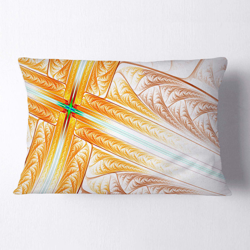 Fractal Cross Design - Abstract Printed Throw Pillow, Brown