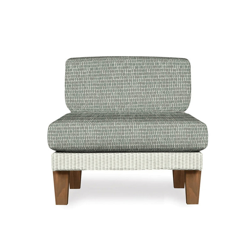 Catalina Outdoor Teak Lounge Chair, Remy Pebble, Ivory