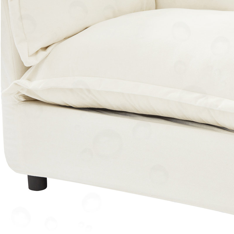Canapé rembourré avec repose-pieds mobile, Beige