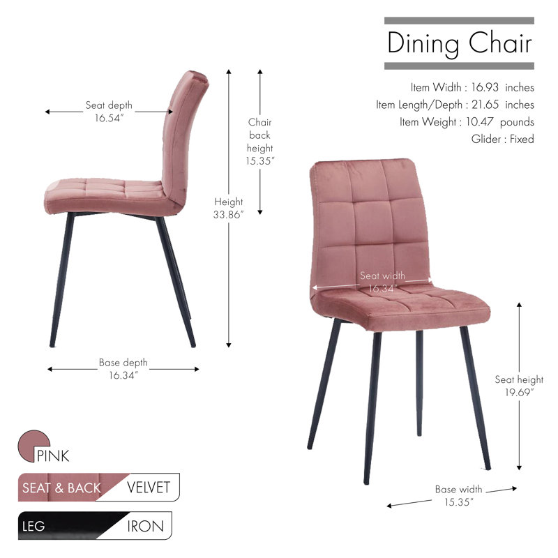 Coffield 50cm H Upholstered Side Chair, Pink