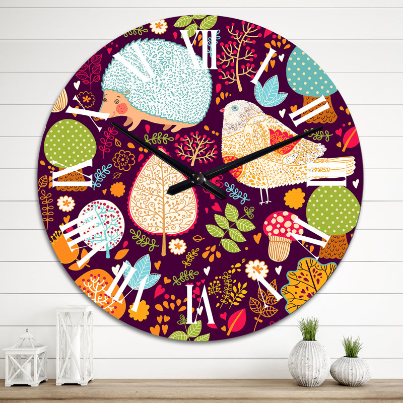 Formes abstraites aux couleurs vives et rétro - Horloge murale à motifs, Grand
