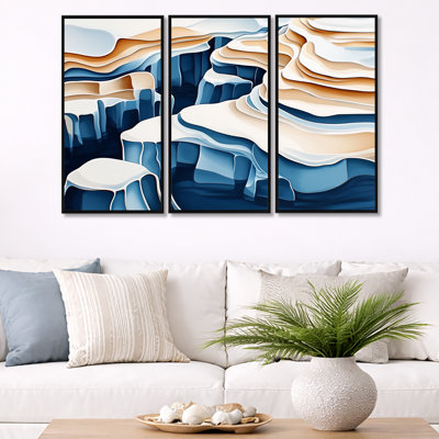 Cliffs Above the Quiet Sea II - Coastal Landscape Framed Wall Art Set of 3