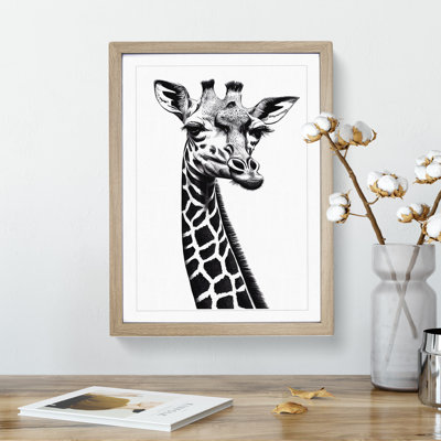 Monochrome Giraffe No.2 - Framed Print