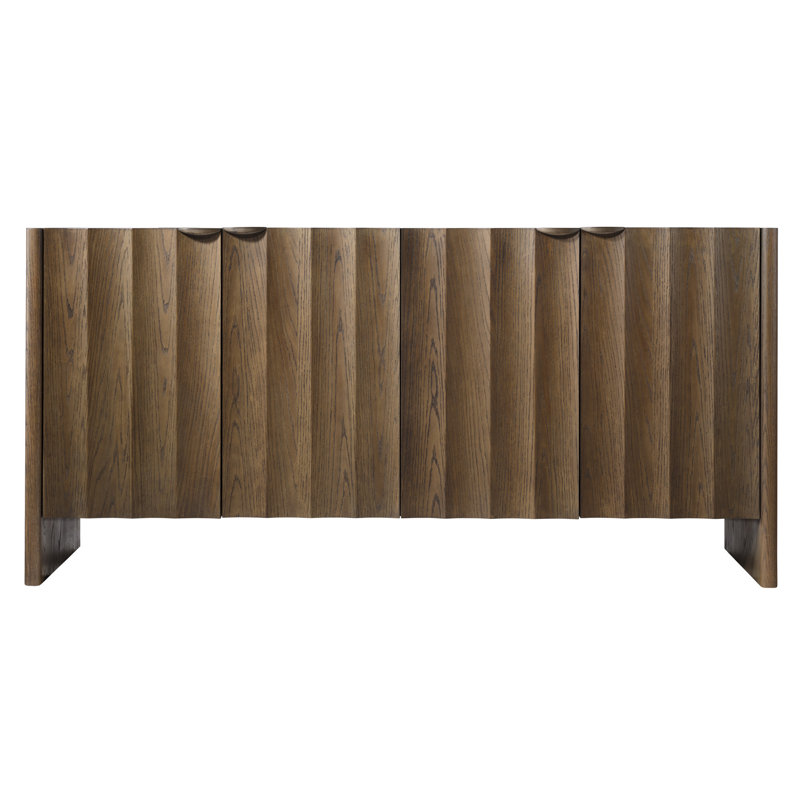 Finley Solid Wood Storage Cabinet, Brown Sugar Oak