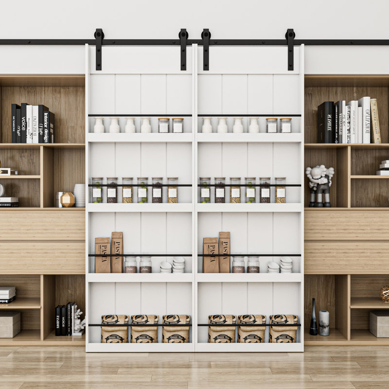 Porte de grange double style bibliothèque 84 po x l 60 po avec quincaillerie de fixation, 60 po x 84 po