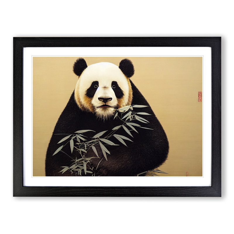 Irresistible Panda - Single Picture Frame Print, Black Framed, 46cm H x 64cm W x 2cm D