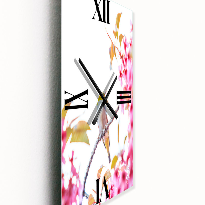 Horloge murale oiseau sur fleur de cerisier, Petit