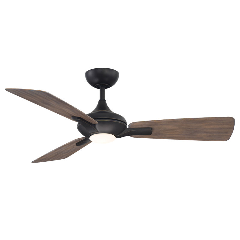 Mykonos 52" 3 - Blade Outdoor/Indoor Smart Ceiling Fan with Remote Control and LED Light Kit Included, Works With Alexa and iOS or Android App