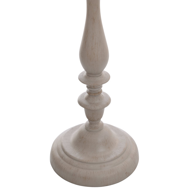 Aseem 61" Traditional Floor Lamp - Distressed Gray Finish - Taupe Hardback Silk Shade, Cool Gray