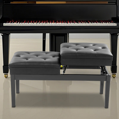 Tabouret de piano à hauteur double avec banc de piano à hauteur ajustable et capacité de charge de 440 lb pour studio de musique à domicile