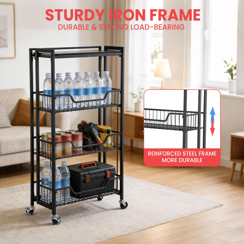 49.5 cm W Steel Storage Rack, Black