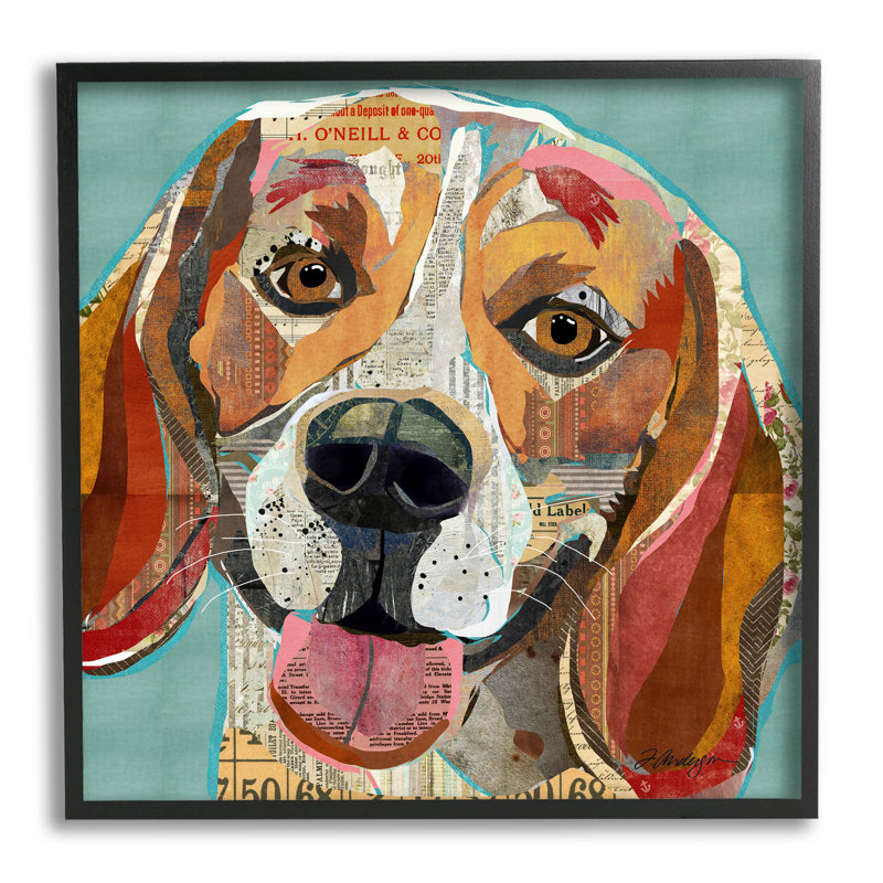 Collound Hound Dog, Giclée encadrée noir minuit, H 12 po x l 12 po x P 1,5 po